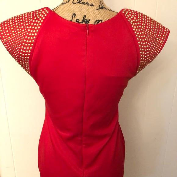 LG Red Dress w/ Gold Studs - Picture 5 of 7